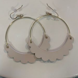 Nickel And Suede Earrings. Elegant Gold and Cream Hoop Earrings